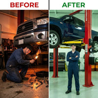 12000 Lbs Extra Height 167Inch 2 Post Lift Two Post Car Lift AK-M120 Auto Lift Car Lift Hoist 2 Post Car Lift (Extra Height, Red) — Before & After