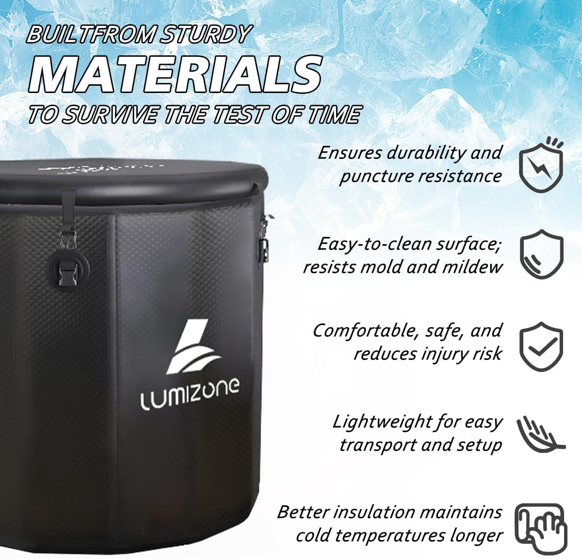 Inflatable Cold Plunge Tub 118 Gallons Capacity Ice Bath Black