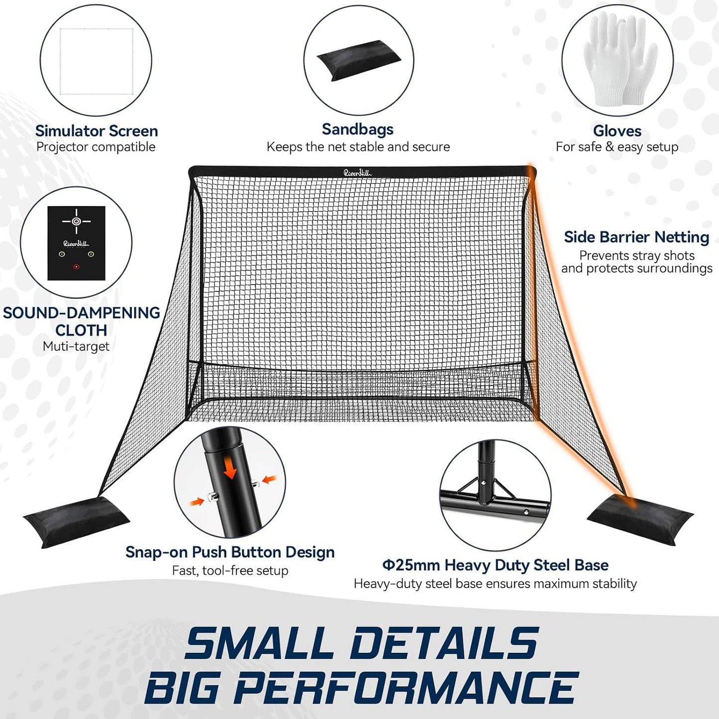 Golf Hitting Net Simulator Enclosure, 10 X 8Ft or 10 X 7Ft for Practice