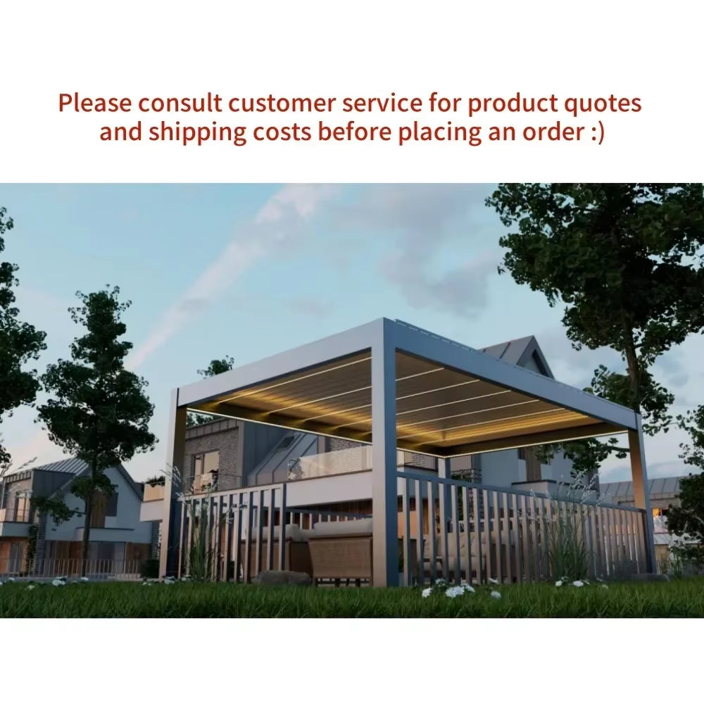 Outdoor Waterproof Pergola Aluminium Motorized Louvered Pergola Canopy Exterior Gazebo Bioclimatic Pergolas Shading Gazebo