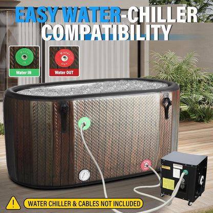 Ice Bath Tub for Athletes, 151 Gallons Inflatable Cold Plunge Tub Compatible with Water Chillers, Icebath for Recovery & Cold Water Therapy, Portable Bathtub for Indoor & Outdoor-Wood