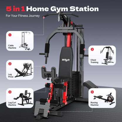 Home Gym, Workout Station with 148LBS Weight Stack, Multifunctional Home Gym Equipment, Exercise Equipment for Full Body Strength Training