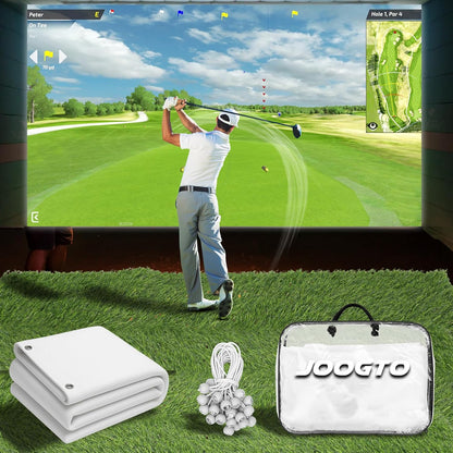 Golf Simulator Impact Screen, 4Mm Thick HD Golf Impact Screen for Indoor Outdoor Practice, Reinforced Grommets for Extended Lifespan, Quiet Impact Polyester Mesh Fabric, Storage Bag Included