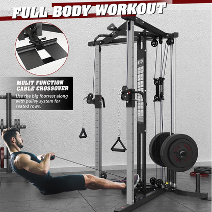 Cable Crossover Machine, Cable Fly Machine Home Gym System Workout Station with Dual Pulley System Pull-Up Bar Cable Bar and LAT Pull down System