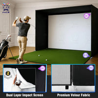 Golf Simulator Enclosure with Impact Screen Aluminum Frame and Hitting Net Enclosed Display Screen for for Indoor Golf Training