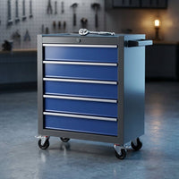 5 Drawers Rolling Tool Chest with Wheels, Rolling Tool Chest, Portable Rolling Tool Box on Wheels, Tool Chest Organizer for Garage, Workshop, Home Crafts Use Blue as Shown — Studio Shot
