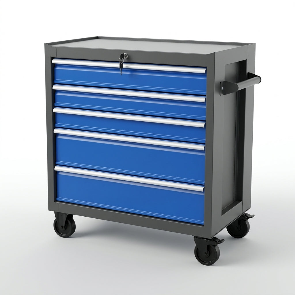 5 Drawers Rolling Tool Chest with Wheels, Rolling Tool Chest, Portable Rolling Tool Box on Wheels, Tool Chest Organizer for Garage, Workshop, Home Crafts Use Blue as Shown — Studio Shot