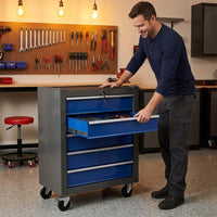 5 Drawers Rolling Tool Chest with Wheels, Rolling Tool Chest, Portable Rolling Tool Box on Wheels, Tool Chest Organizer for Garage, Workshop, Home Crafts Use Blue as Shown — Lifestyle