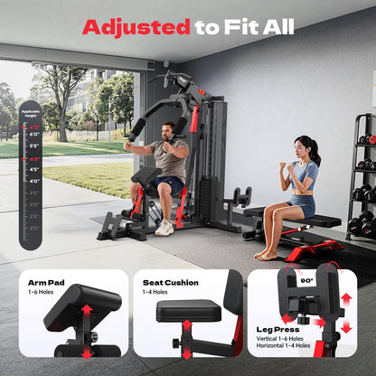 Home Gym, Workout Station with 148LBS Weight Stack, Multifunctional Home Gym Equipment, Exercise Equipment for Full Body Strength Training