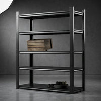 72 In. H 5-Tier Metal Shelves 2000 Lbs. Heavy Duty Storage Shelve Adjustable Garage Shelf Industrial Shelving Unit-Black — Studio Shot