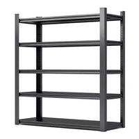 72 In. H 5-Tier Metal Shelves 2000 Lbs. Heavy Duty Storage Shelve Adjustable Garage Shelf Industrial Shelving Unit-Black — Studio Shot