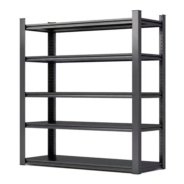 72 In. H 5-Tier Metal Shelves 2000 Lbs. Heavy Duty Storage Shelve Adjustable Garage Shelf Industrial Shelving Unit-Black — Studio Shot