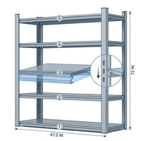 72 In. H 5-Tier Metal Shelves 2000 Lbs. Heavy Duty Storage Shelve Adjustable Garage Shelf Industrial Shelving Unit-Black — How It Works