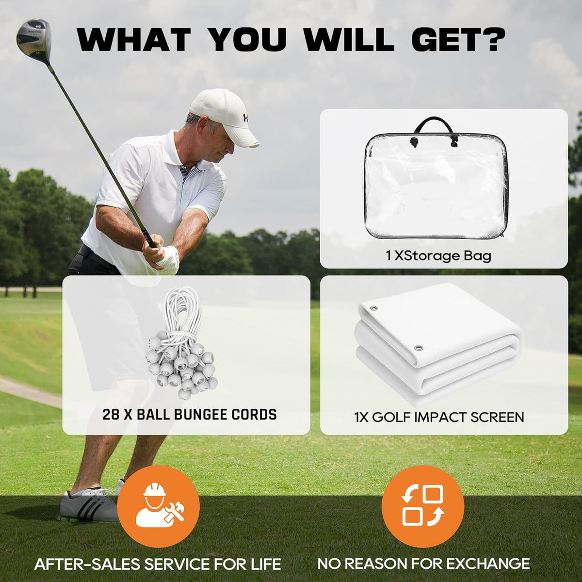 Golf Simulator Impact Screen, 4Mm Thick HD Golf Impact Screen for Indoor Outdoor Practice, Reinforced Grommets for Extended Lifespan, Quiet Impact Polyester Mesh Fabric, Storage Bag Included