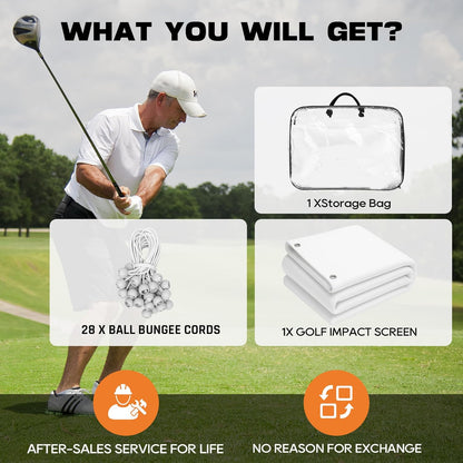 Golf Simulator Impact Screen, 4Mm Thick HD Golf Impact Screen for Indoor Outdoor Practice, Reinforced Grommets for Extended Lifespan, Quiet Impact Polyester Mesh Fabric, Storage Bag Included