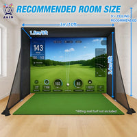 Golf Simulator Enclosure with Impact Screen Aluminum Frame and Hitting Net Enclosed Display Screen for for Indoor Golf Training