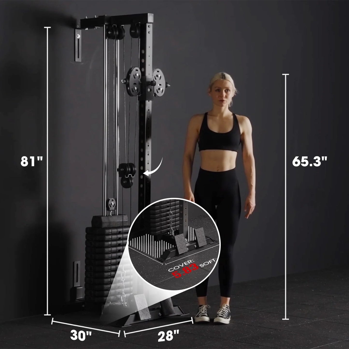 Cable Crossover Machine Home Gym, Wall Mount Cable Station with 200LBS Weight Stack,Lat Pull down Machine with 27 Positions Dual Pulley System