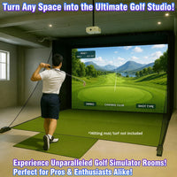 Golf Simulator Enclosure with Impact Screen Aluminum Frame and Hitting Net Enclosed Display Screen for for Indoor Golf Training