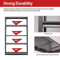 72 In. H 5-Tier Metal Shelves 2000 Lbs. Heavy Duty Storage Shelve Adjustable Garage Shelf Industrial Shelving Unit-Black
