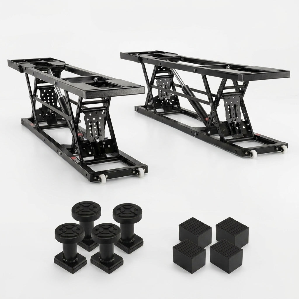 Car Lift, 25.6 Max. Height, 5, 000 LBS Capacity Portable Car Lift, with Extended-Length Plates, Heavy-Duty Carbon Steel Truck Lift with 120V Power Unit, Auto Car Jack Lifts for Home Garage Shop — Studio Shot