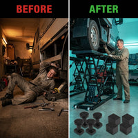 Car Lift, 7,000 LBS Capacity Portable Car Lift, with Extended-Length Plates, 26.8' Max. Height, Heavy-Duty Carbon Steel Truck Lift with 120V Power Unit, Auto Car Jack Lifts for Home Garage Shop — Before & After
