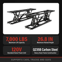 Car Lift, 7,000 LBS Capacity Portable Car Lift, with Extended-Length Plates, 26.8' Max. Height, Heavy-Duty Carbon Steel Truck Lift with 120V Power Unit, Auto Car Jack Lifts for Home Garage Shop — Results & Stats
