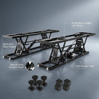 Car Lift, 7,000 LBS Capacity Portable Car Lift, with Extended-Length Plates, 26.8' Max. Height, Heavy-Duty Carbon Steel Truck Lift with 120V Power Unit, Auto Car Jack Lifts for Home Garage Shop — infographic