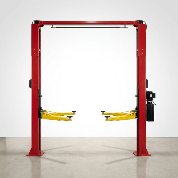 Two Post Car Lift Built to Handle 12,000 Lbs, Extra Height 167 Inches, Dual Hydraulic Chain Drive, Steel Construction — Studio Shot