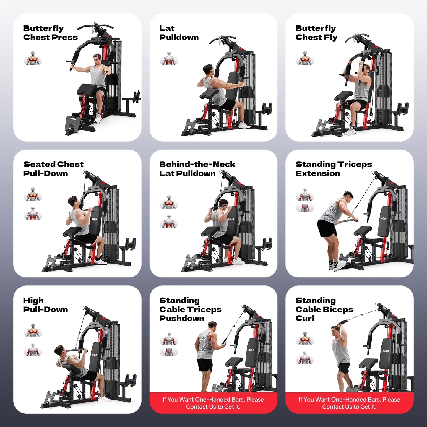 Home Gym, Workout Station with 148LBS Weight Stack, Multifunctional Home Gym Equipment, Exercise Equipment for Full Body Strength Training