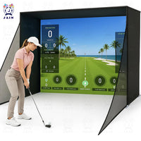 Golf Simulator Enclosure with Impact Screen Aluminum Frame and Hitting Net Enclosed Display Screen for for Indoor Golf Training