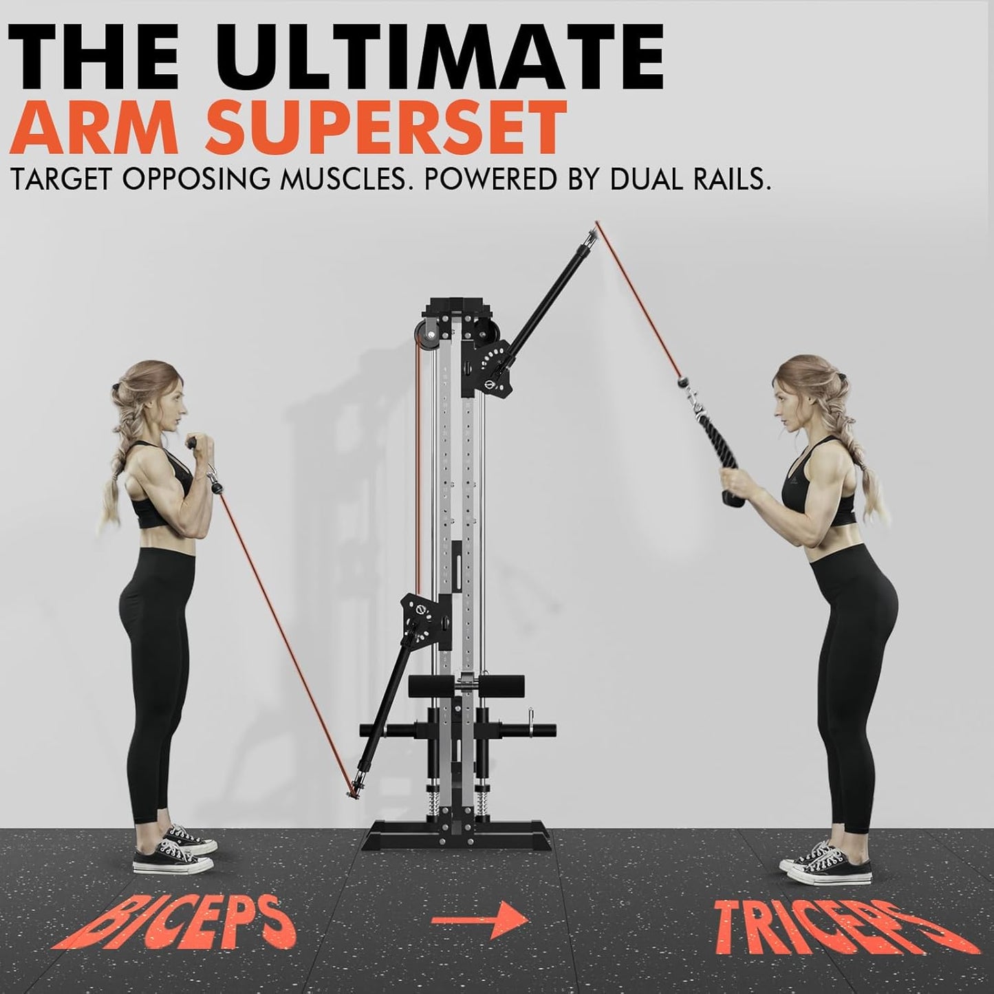Cable Machine Home Gym, Wall Mounted Cable Machine with Dual Swivel Arms and 22 Adjustable Positions, All-In-One Cable Crossover Machine for Home Gym, Black