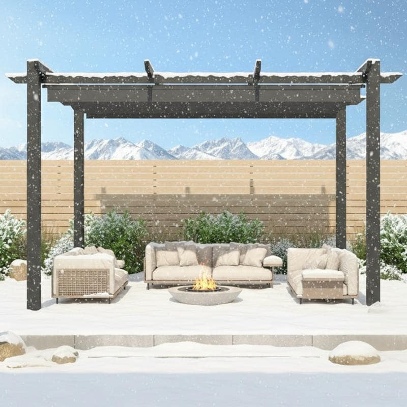 Outdoor Pergola with Retractable Canopy, Heavy-Duty Metal Frame and Adjustable Patio Shade Roof
