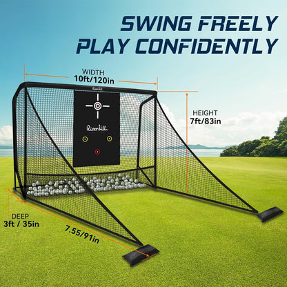 Golf Hitting Net Simulator Enclosure, 10 X 8Ft or 10 X 7Ft for Practice