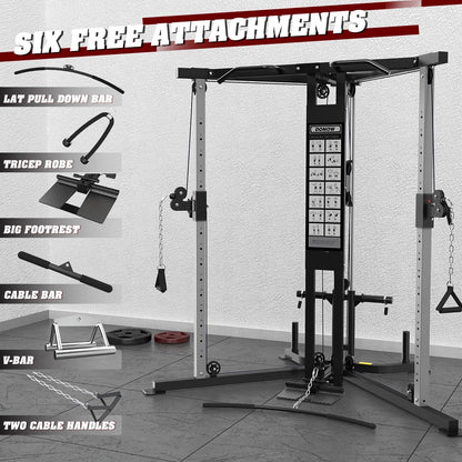 Cable Crossover Machine, Cable Fly Machine Home Gym System Workout Station with Dual Pulley System Pull-Up Bar Cable Bar and LAT Pull down System