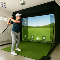 Golf Simulator Enclosure with Impact Screen Aluminum Frame and Hitting Net Enclosed Display Screen for for Indoor Golf Training