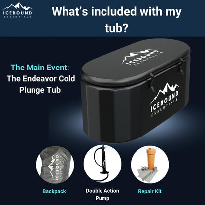 Inflatable Cold Plunge Tub - XL, Black - 150 Gallon Ice Bath - Chiller Compatible – Inflatable