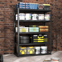 72 In. H 5-Tier Metal Shelves 2000 Lbs. Heavy Duty Storage Shelve Adjustable Garage Shelf Industrial Shelving Unit-Black