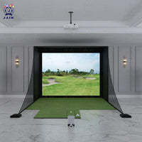 Golf Simulator Enclosure with Impact Screen Aluminum Frame and Hitting Net Enclosed Display Screen for for Indoor Golf Training