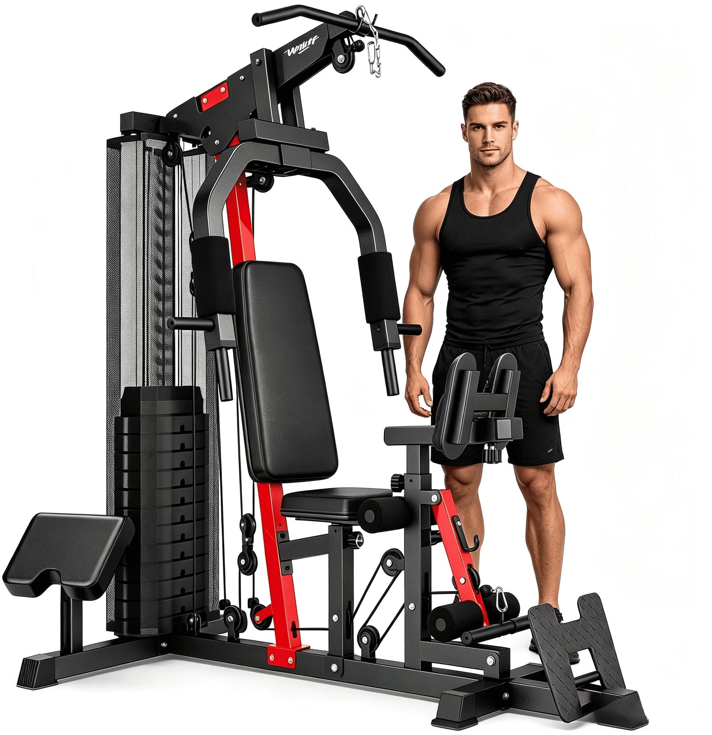 Home Gym, Workout Station with 148LBS Weight Stack, Multifunctional Home Gym Equipment, Exercise Equipment for Full Body Strength Training