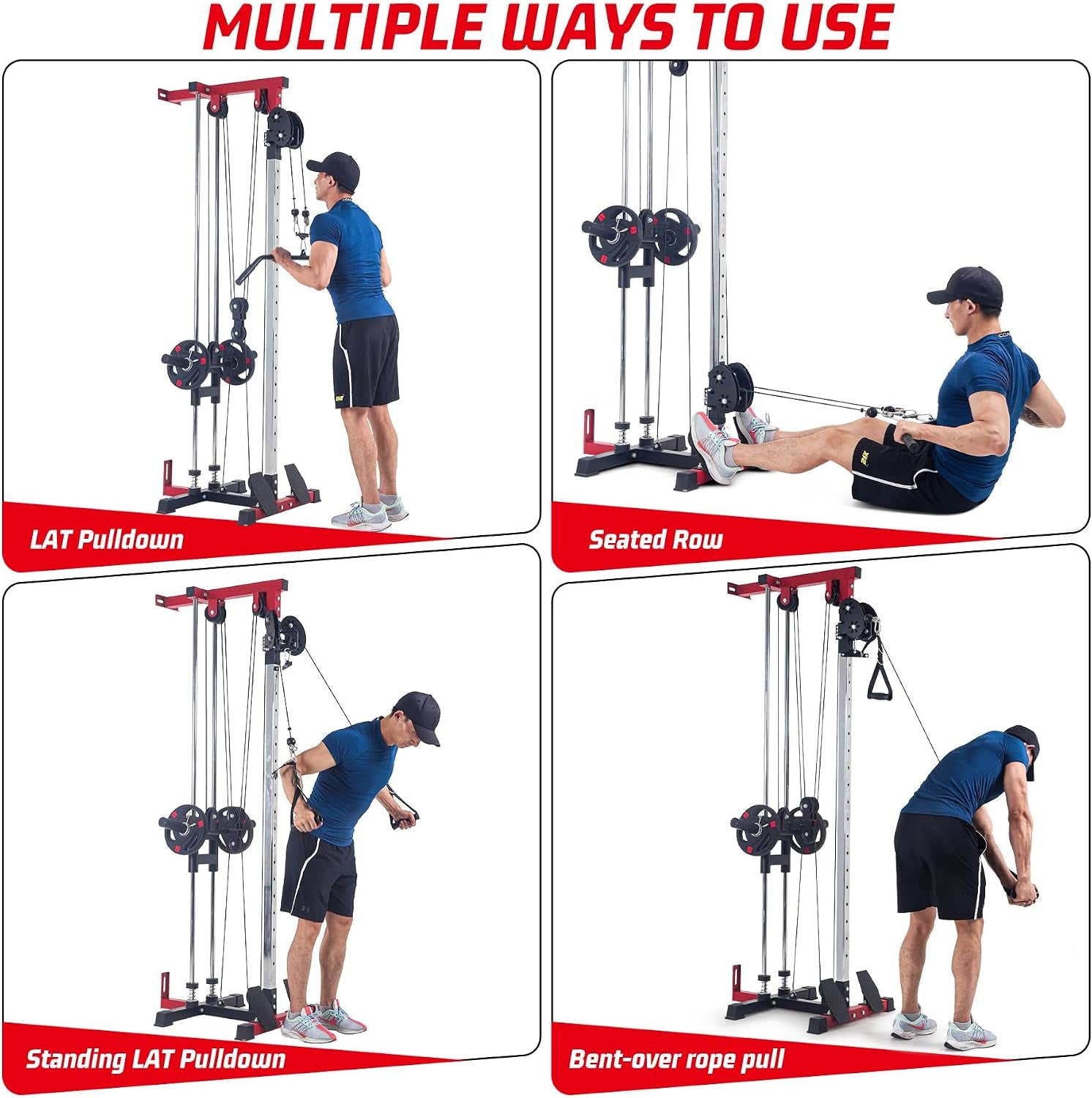 Wall Mount Cable Machine,Lat Power Cable Machine, LAT Pull down and LAT Row LAT Tower,Cable Crossover Machine with 20 Positions,Lat Pulldown Machines for Home Gym Total Body Training