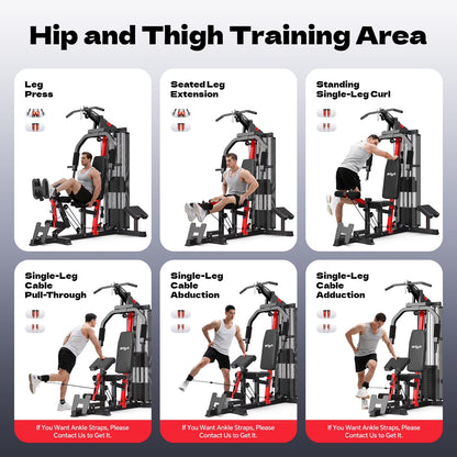 Home Gym, Workout Station with 148LBS Weight Stack, Multifunctional Home Gym Equipment, Exercise Equipment for Full Body Strength Training