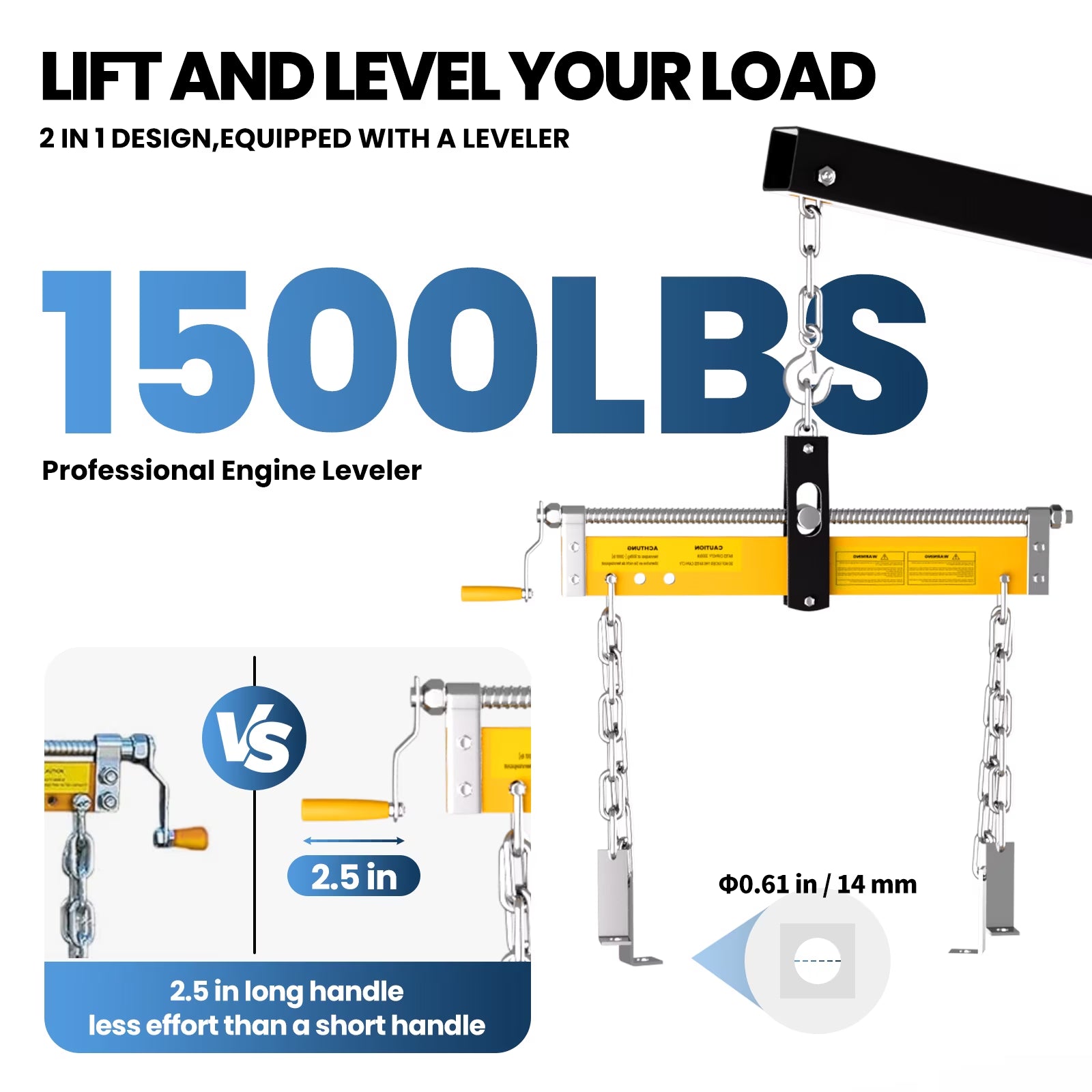Yellow Hydraulic Folding Engine Hoist with Lever, 2 Ton/4400 LBS Load Capacity, Cherry Picker Shop Crane with 360° Casters & Telescoping Boom, Engine Crane with Leveler for Engine Lifting