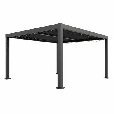 Louvered Pergola, Outdoor Pergola with Adjustable Louvered Roof, Reinforced Aluminum Frame, Integrated Drainage System, Hardtop Gazebo for Patio