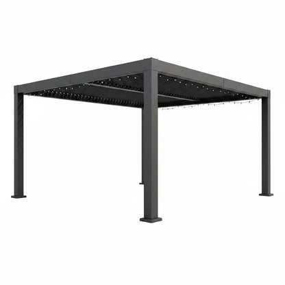 Louvered Pergola, Outdoor Pergola with Adjustable Louvered Roof, Reinforced Aluminum Frame, Integrated Drainage System, Hardtop Gazebo for Patio