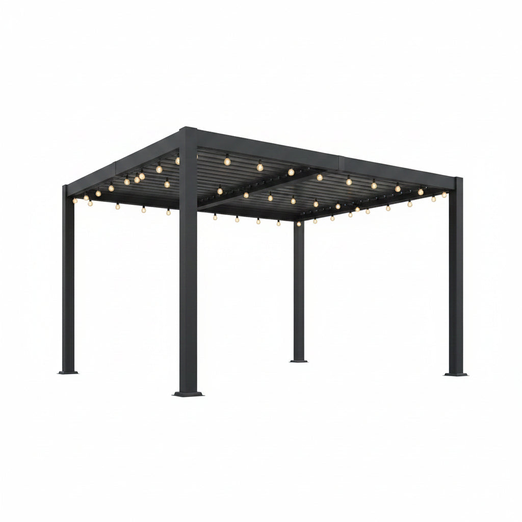 Pergola 10' X 12' with Aluminum Frame and Adjustable Louvered Roof