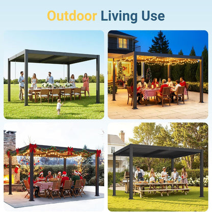 Pergola 10' X 12' with Aluminum Frame and Adjustable Louvered Roof — product view 7